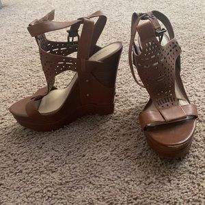 Brown wedge heels